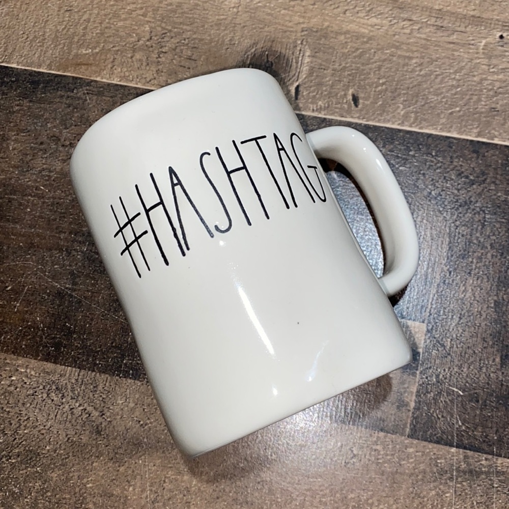 Rae Dunn mug Magenta Hashtag coffee cup NWOT